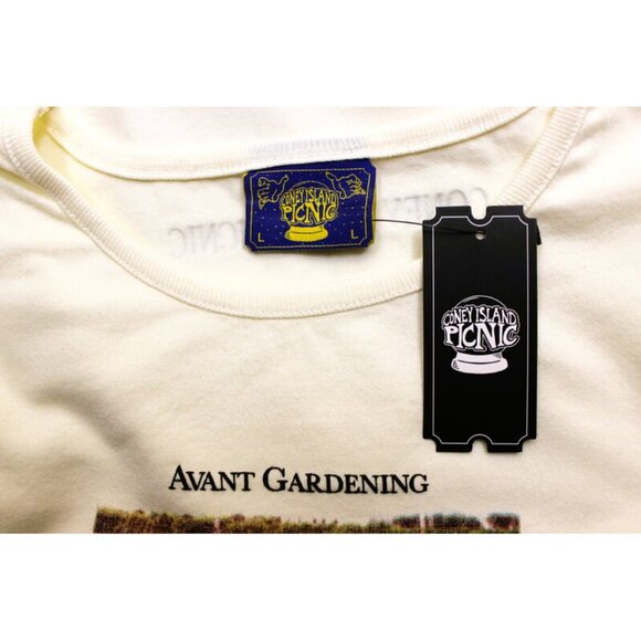 nwt CONEY ISLAND PICNIC 'Avant Gardening' Stretch Cotton Graphic Baby Tee Size L - Picture 6 of 9